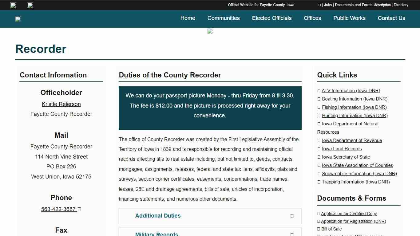 Recorder - Fayette County, Iowa
