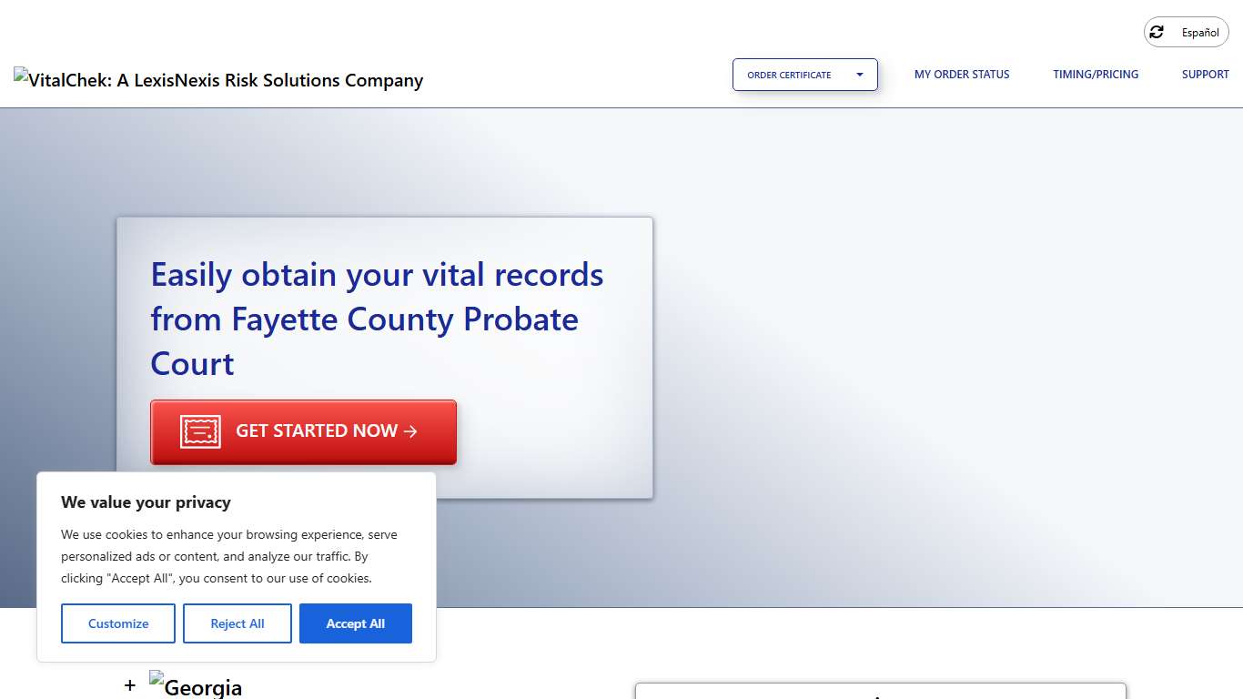 Fayette County Probate Court (GA) Order Certificates - VitalChek